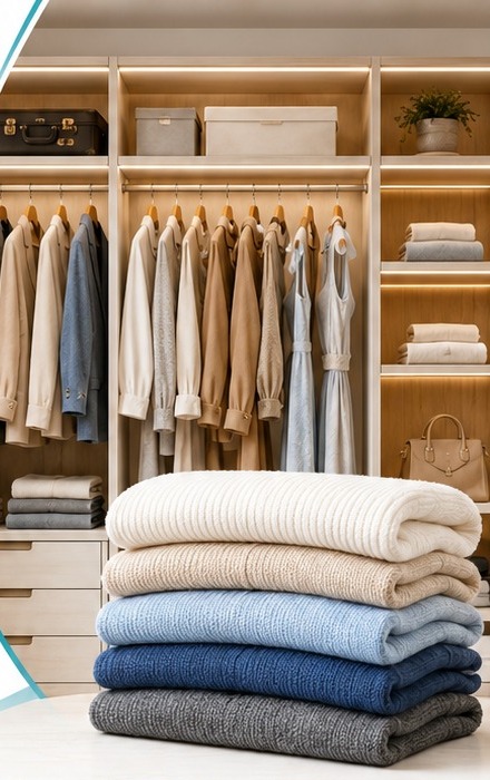 Guarda-roupa organizado com roupas dobradas e protegidas — Smart Closet